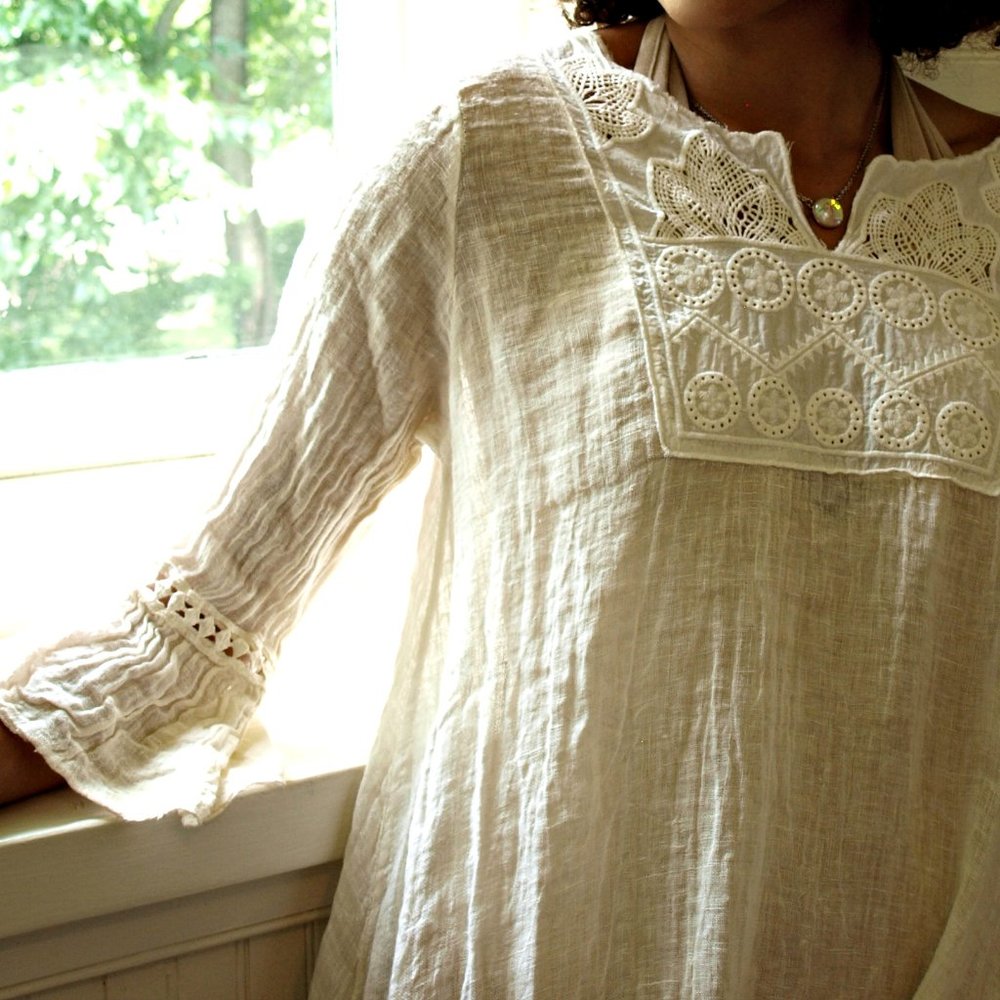 100% linen boho maxi dress lace tunic kaftan gown